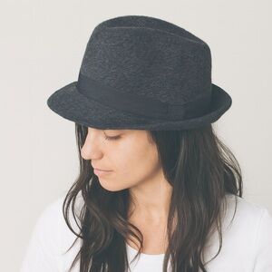 Hat Attack Boyfriend Twill Weave Fedora Gray Women’s Classic Wide Brim Hat
